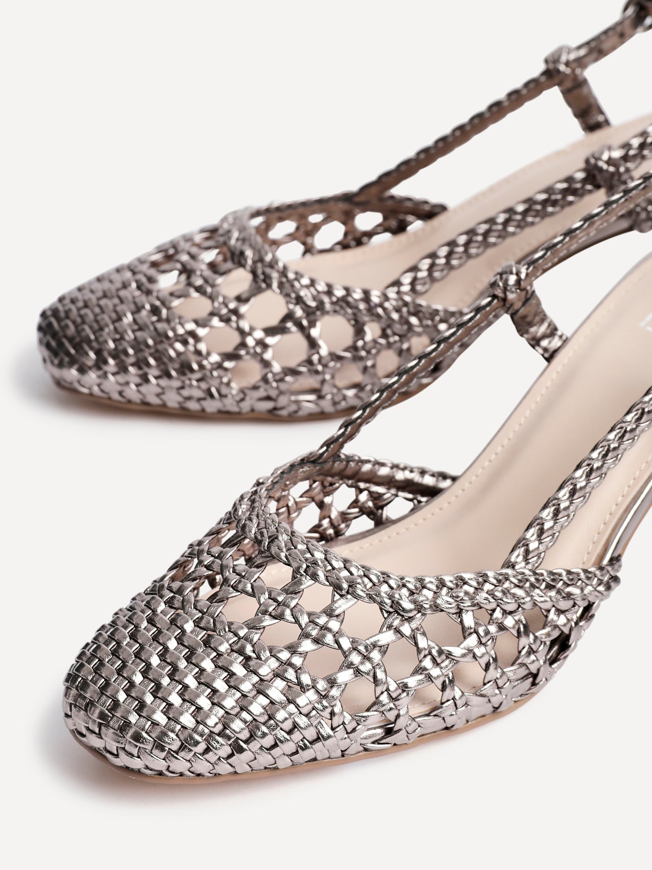 Sandria Pewter Handwoven Court Heels