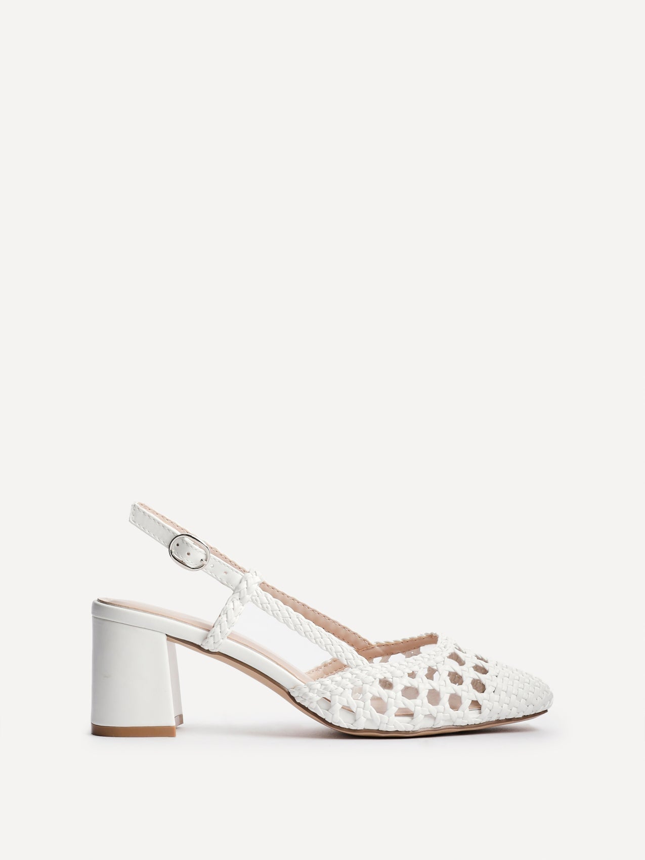 Sandria White Handwoven Court Heels