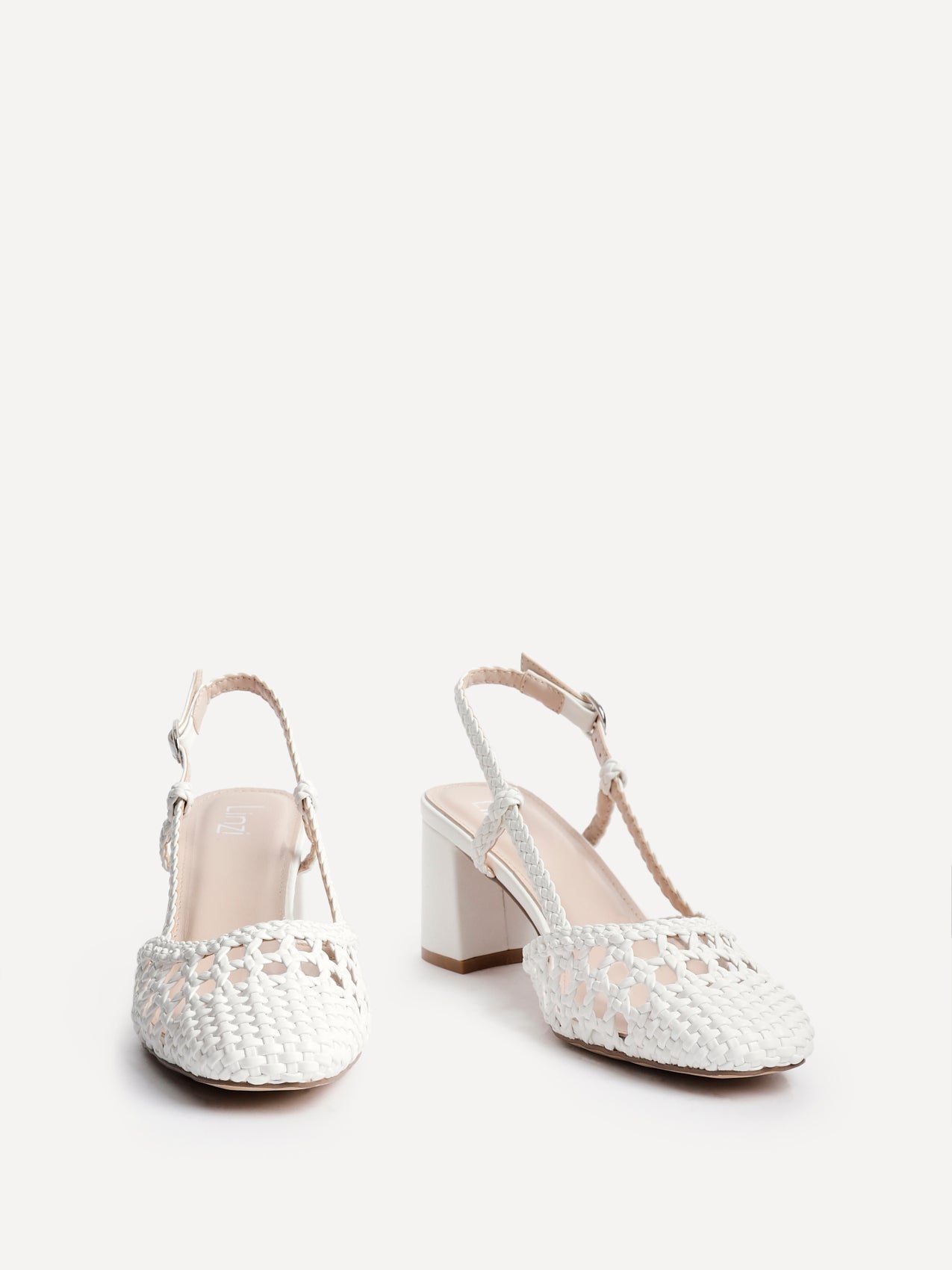 Sandria White Handwoven Court Heels