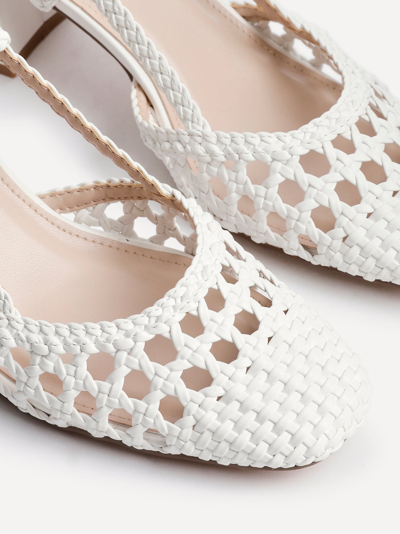Sandria White Handwoven Court Heels