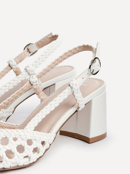 Sandria White Handwoven Court Heels