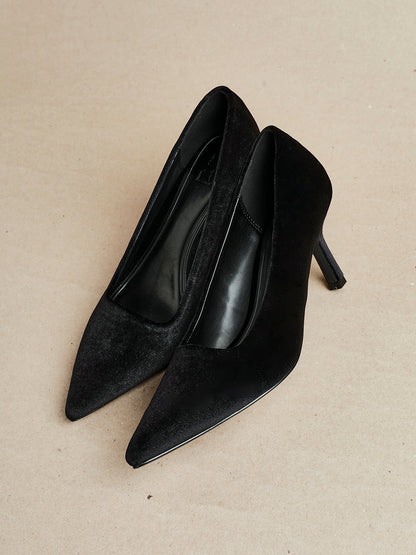 Kat Black Velvet Classic Court Heels