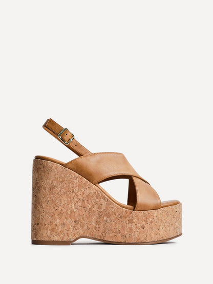 Santana Tan Cork Wedges