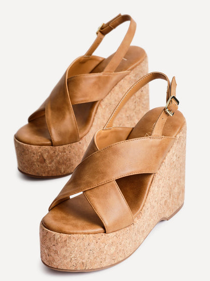 Santana Tan Cork Wedges