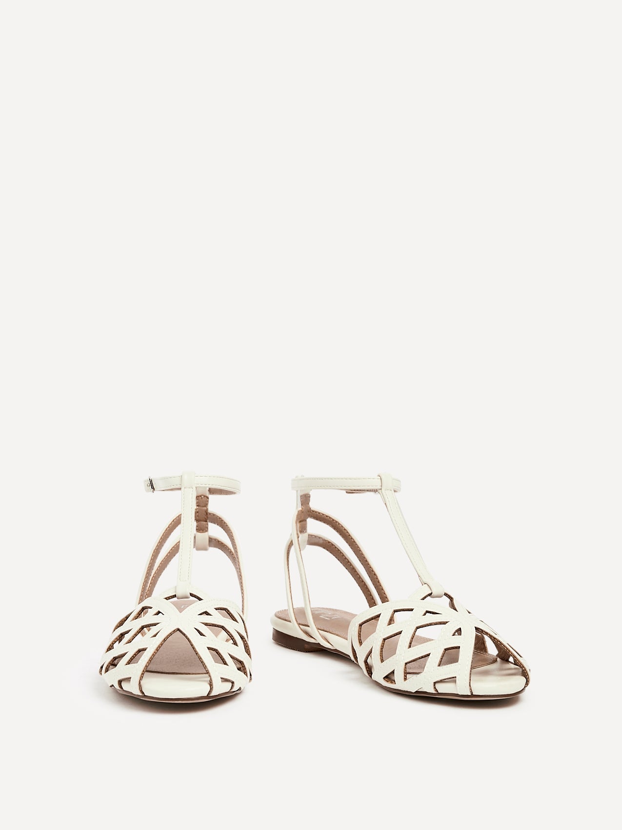 Santi Ivory Caged Flat Sandals