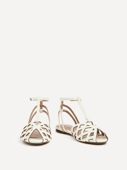 Santi Ivory Caged Flat Sandals