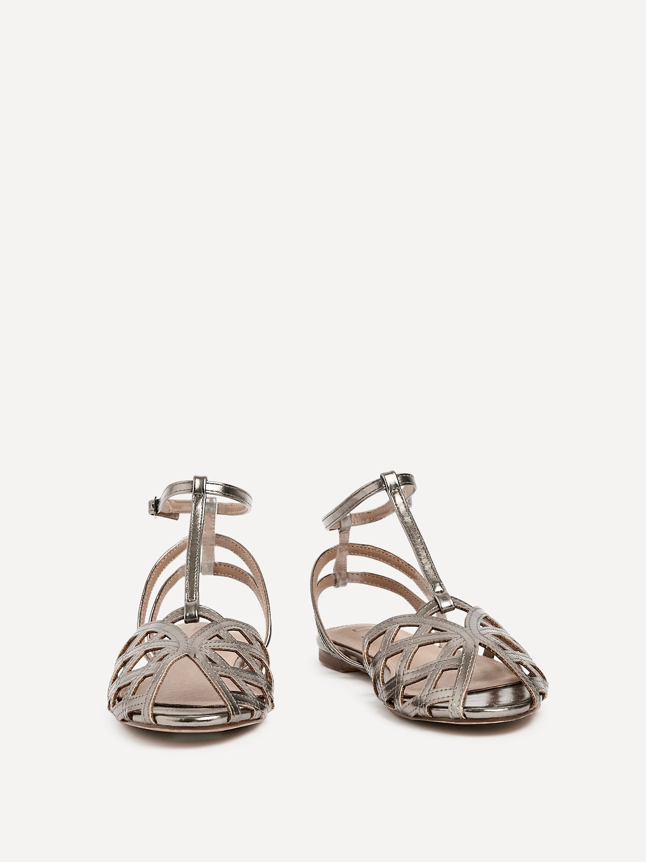 Santi Pewter Caged Flat Sandals