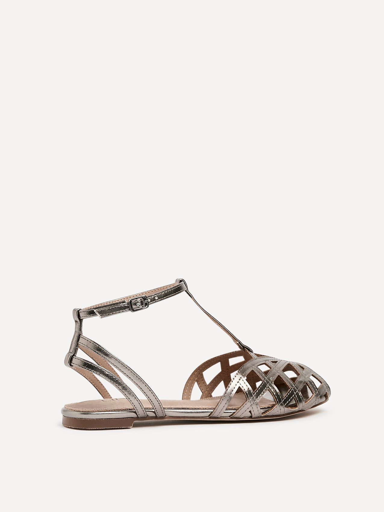 Santi Pewter Caged Flat Sandals