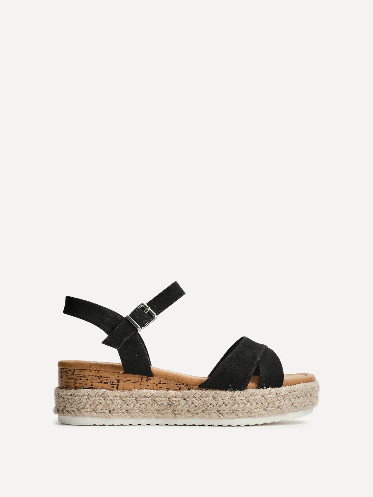Sarelli Wide Fit Black Flatform Sandals