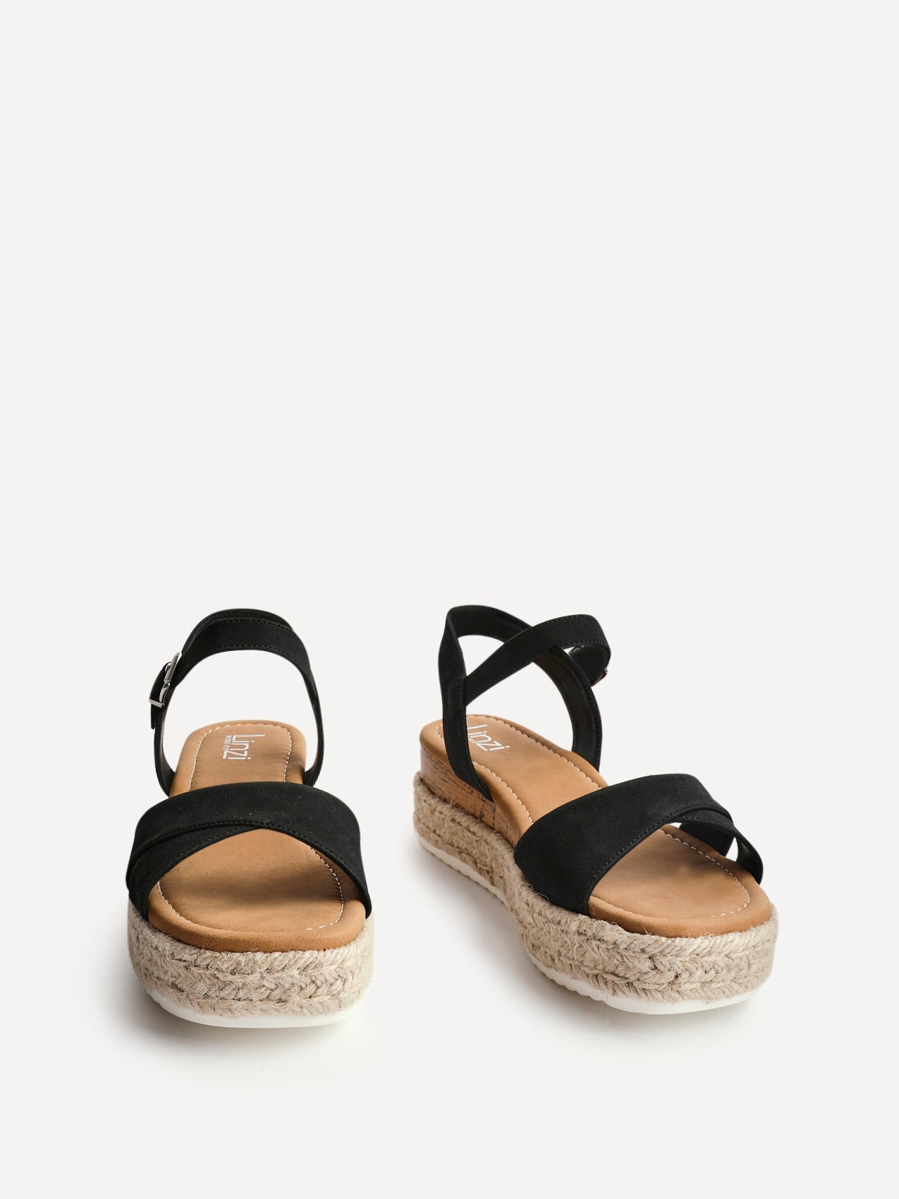 Sarelli Wide Fit Black Flatform Sandals