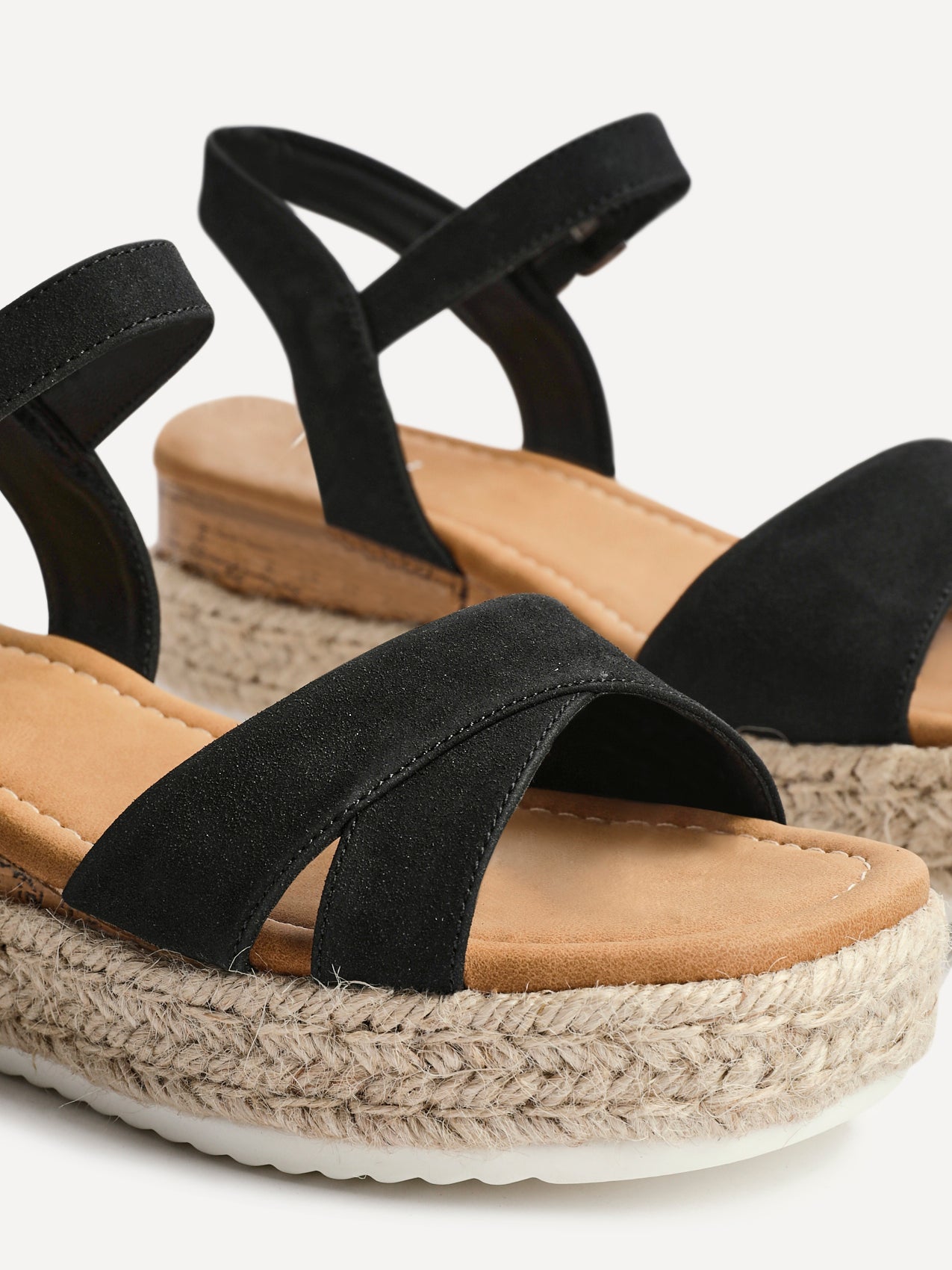 Sarelli Wide Fit Black Flatform Sandals