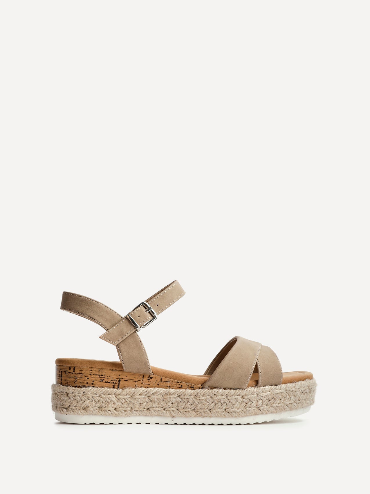 Sarelli Wide Fit Taupe Flatform Sandals