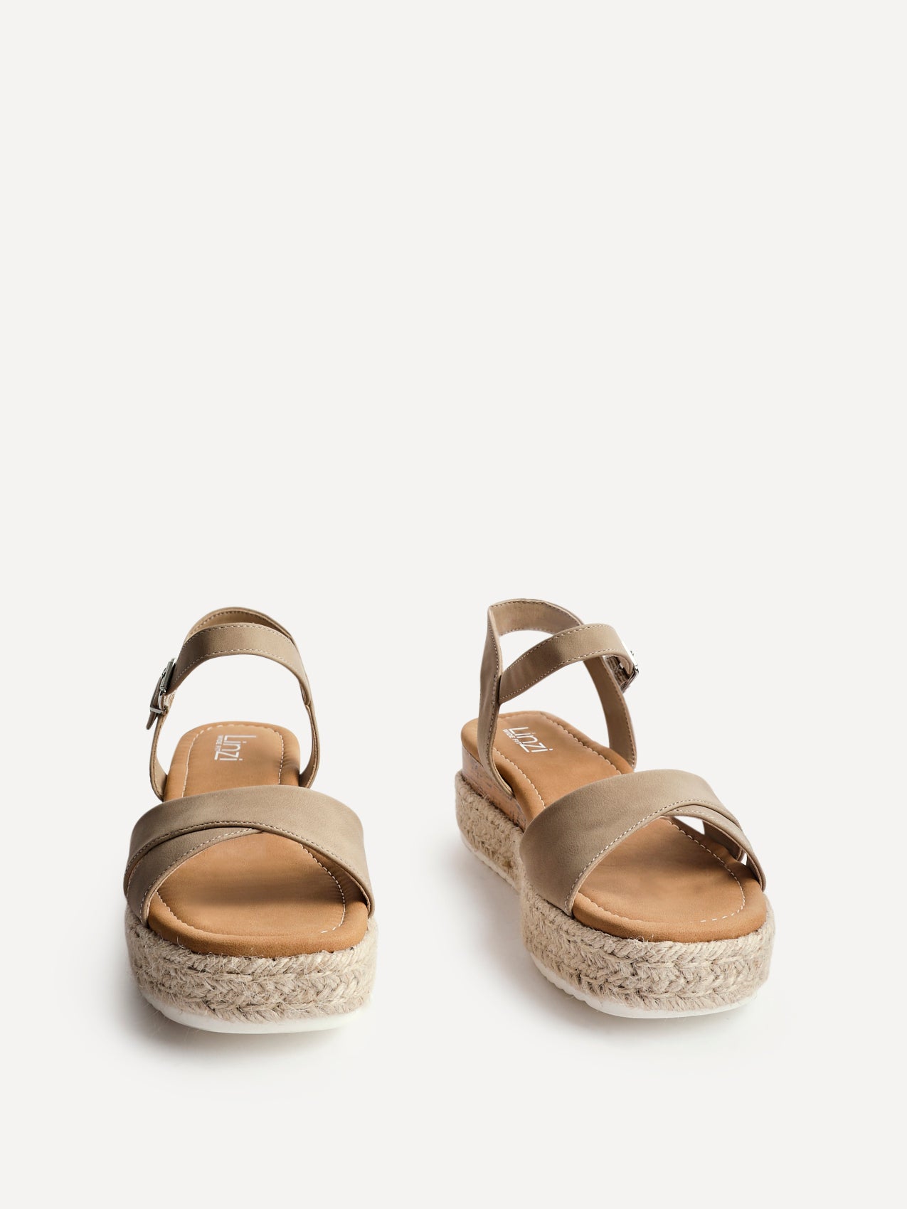 Sarelli Wide Fit Taupe Flatform Sandals