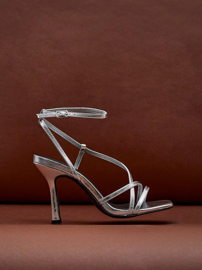 Savannah Silver Strappy Heels