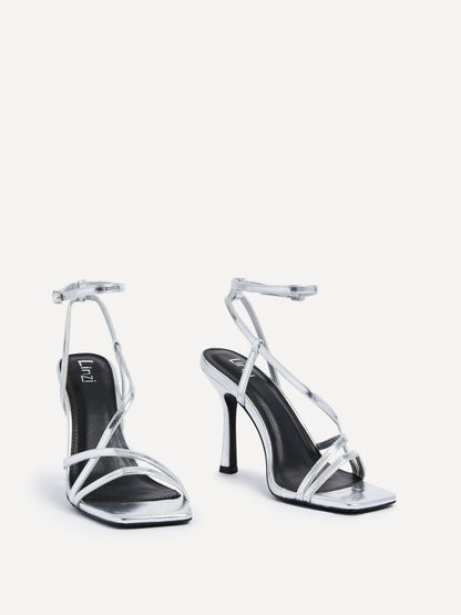 Savannah Silver Strappy Heels