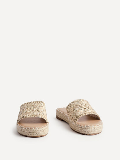 Savvy Gold Woven Slider Sandals