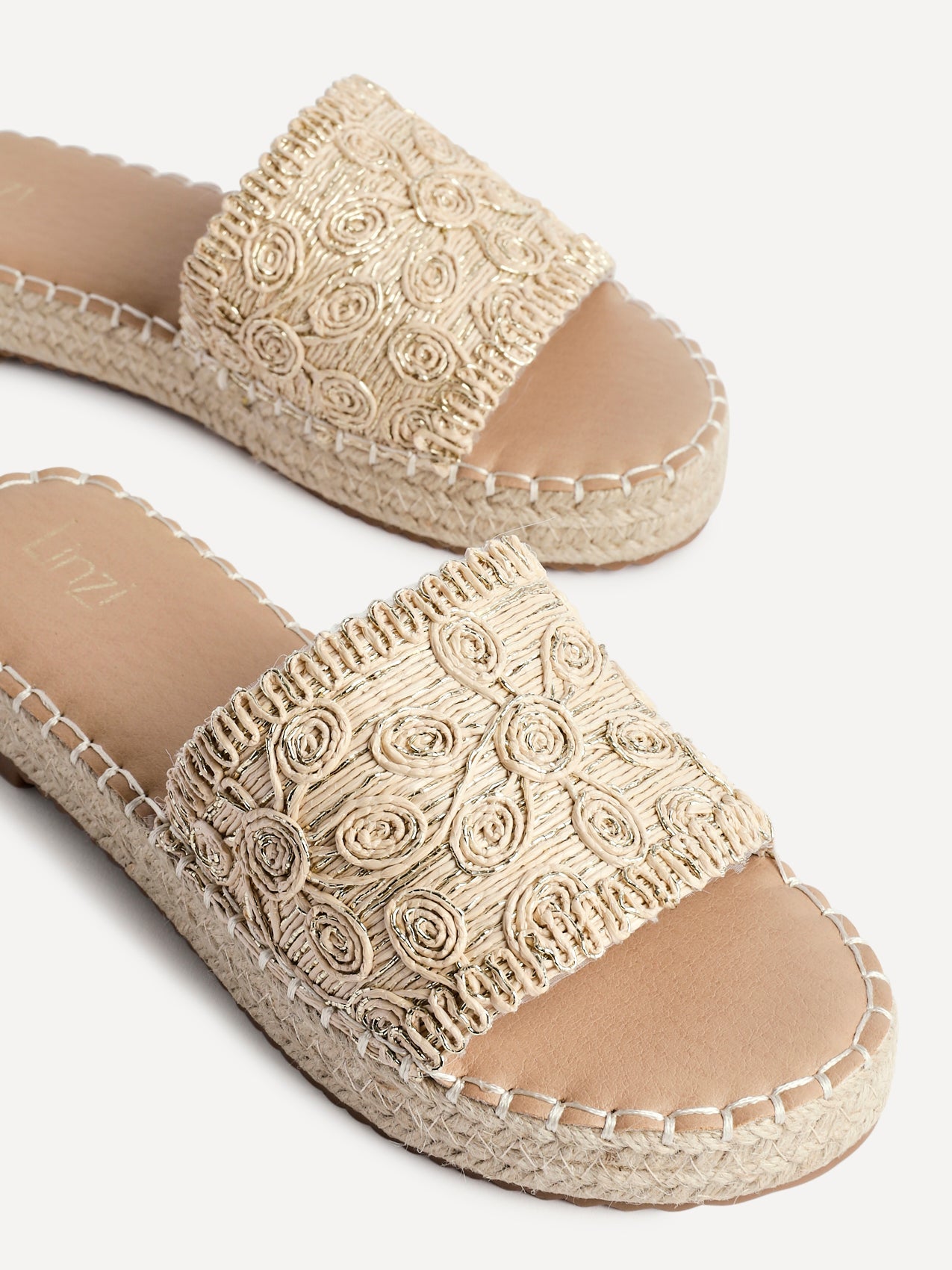 Savvy Gold Woven Slider Sandals