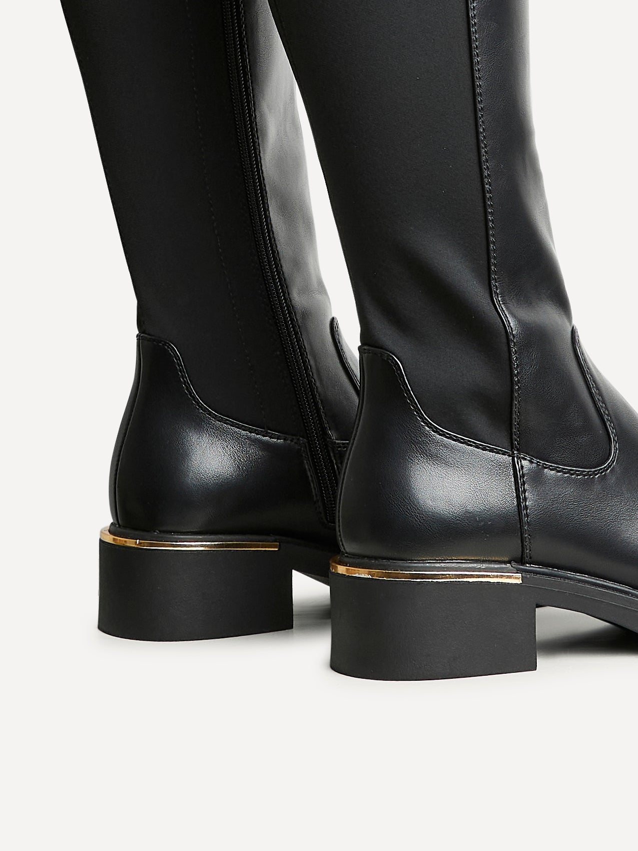 Sawyer Black Faux Leather Long Riding Boots