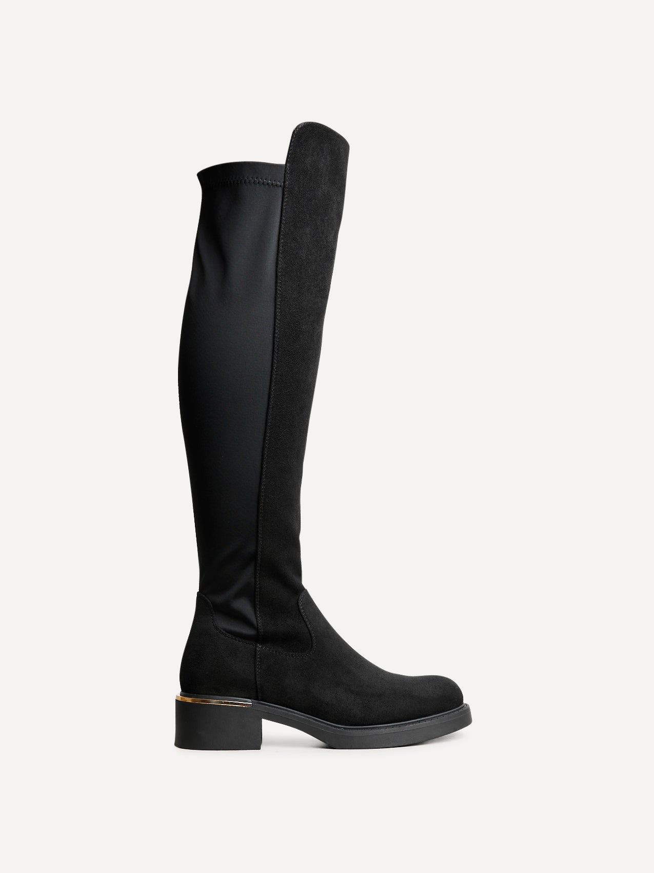 Sawyer Black Faux Suede Long Riding Boots