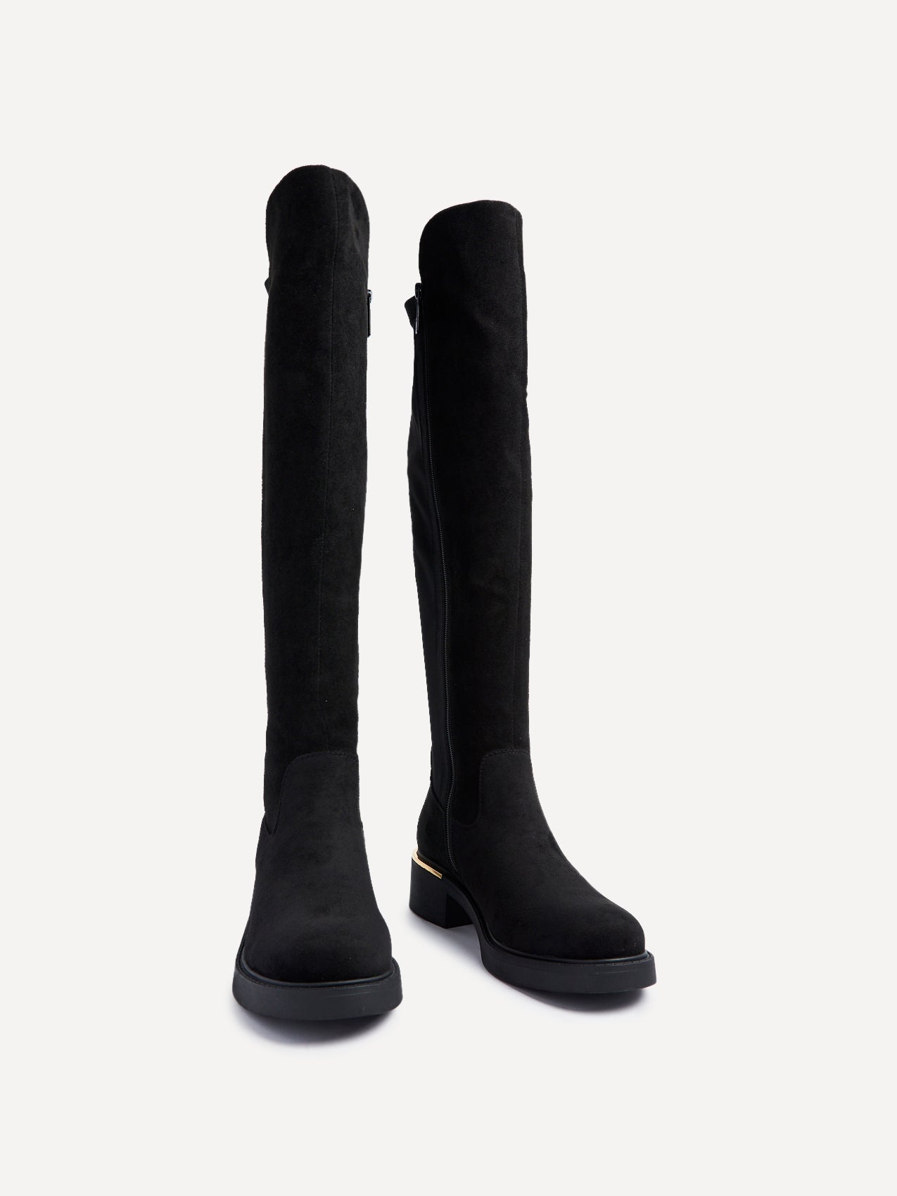 Sawyer Black Faux Suede Long Riding Boots