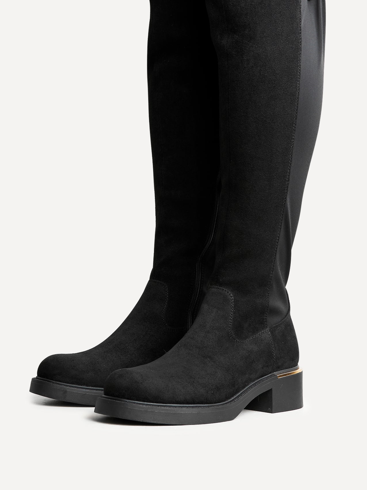 Sawyer Black Faux Suede Long Riding Boots