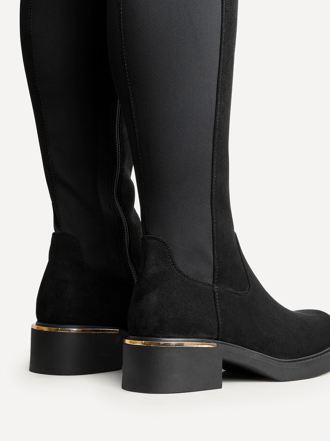 Sawyer Black Faux Suede Long Riding Boots