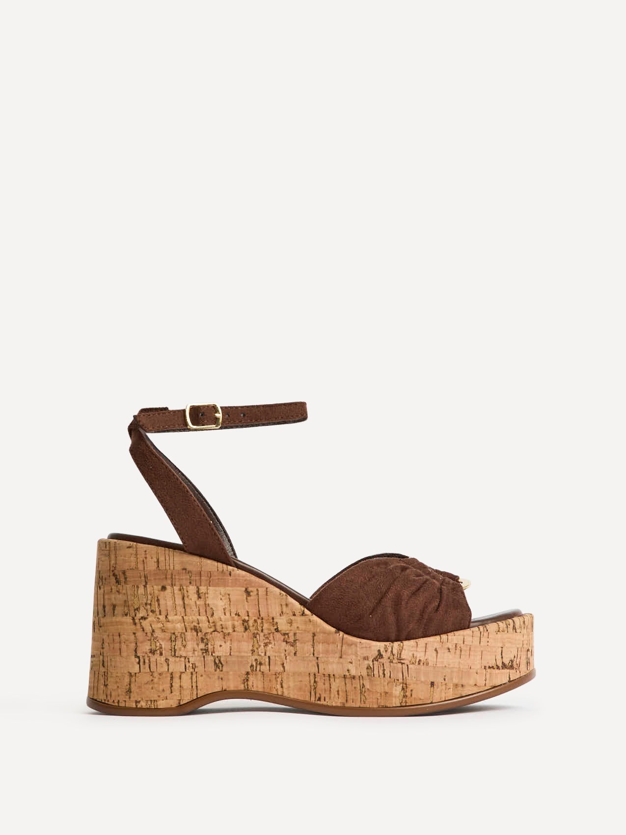 Saxon Brown Suede Wedge Sandals