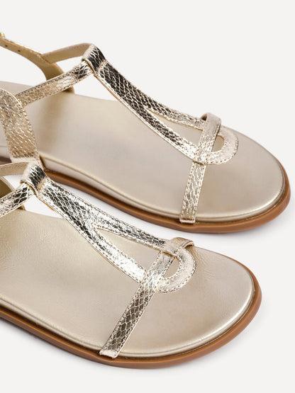 Saylor Gold T-Bar Sandals