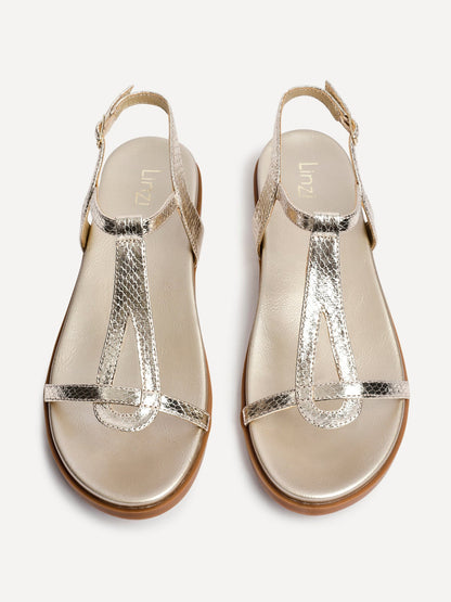 Saylor Gold T-Bar Sandals