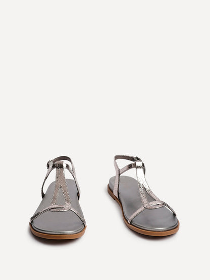 Saylor Pewter T-Bar Sandals