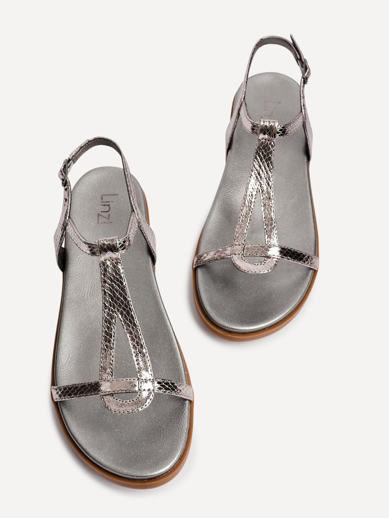 Saylor Pewter T-Bar Sandals