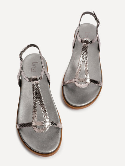 Saylor Pewter T-Bar Sandals