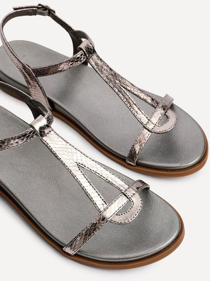 Saylor Pewter T-Bar Sandals