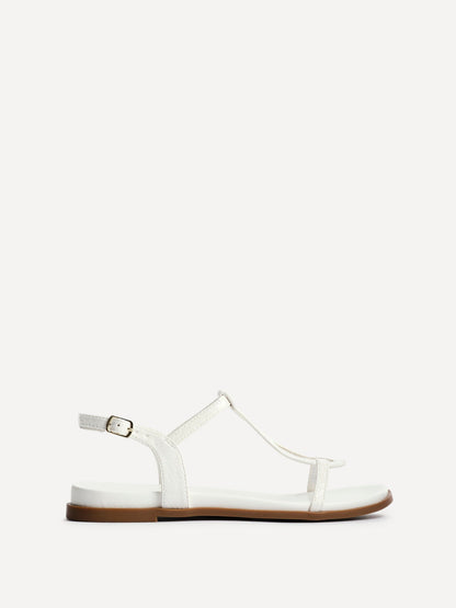 Saylor White T-Bar Sandals