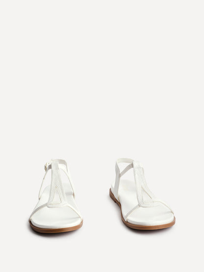 Saylor White T-Bar Sandals