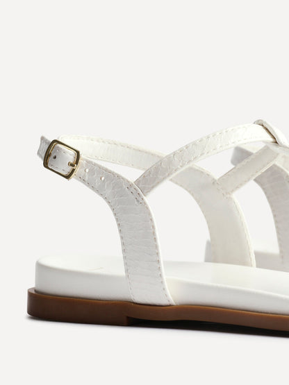 Saylor White T-Bar Sandals