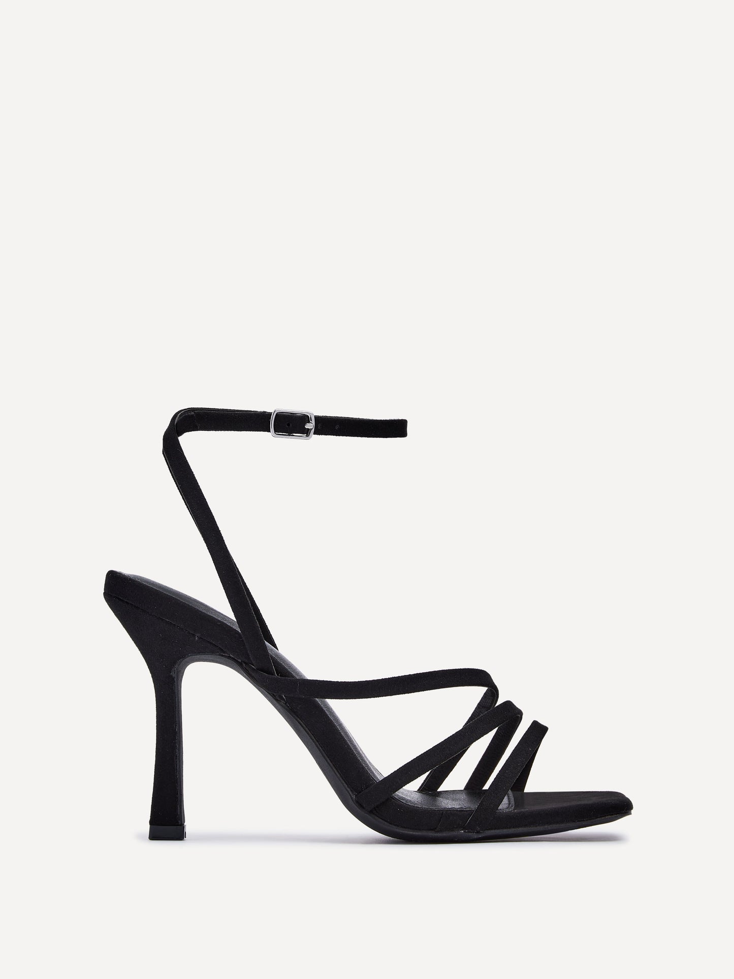 Scarlett Black Faux Suede Strappy Heels
