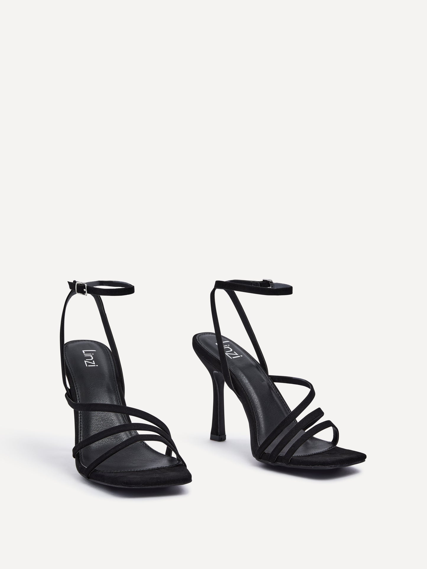 Scarlett Black Faux Suede Strappy Heels