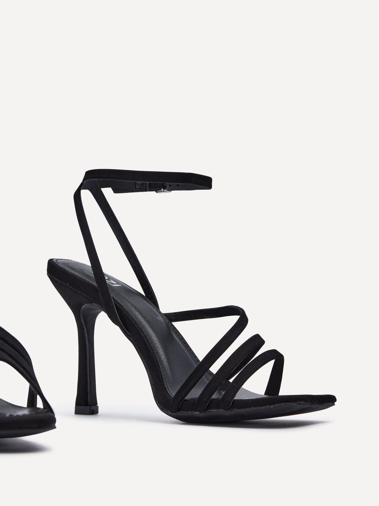 Scarlett Black Faux Suede Strappy Heels