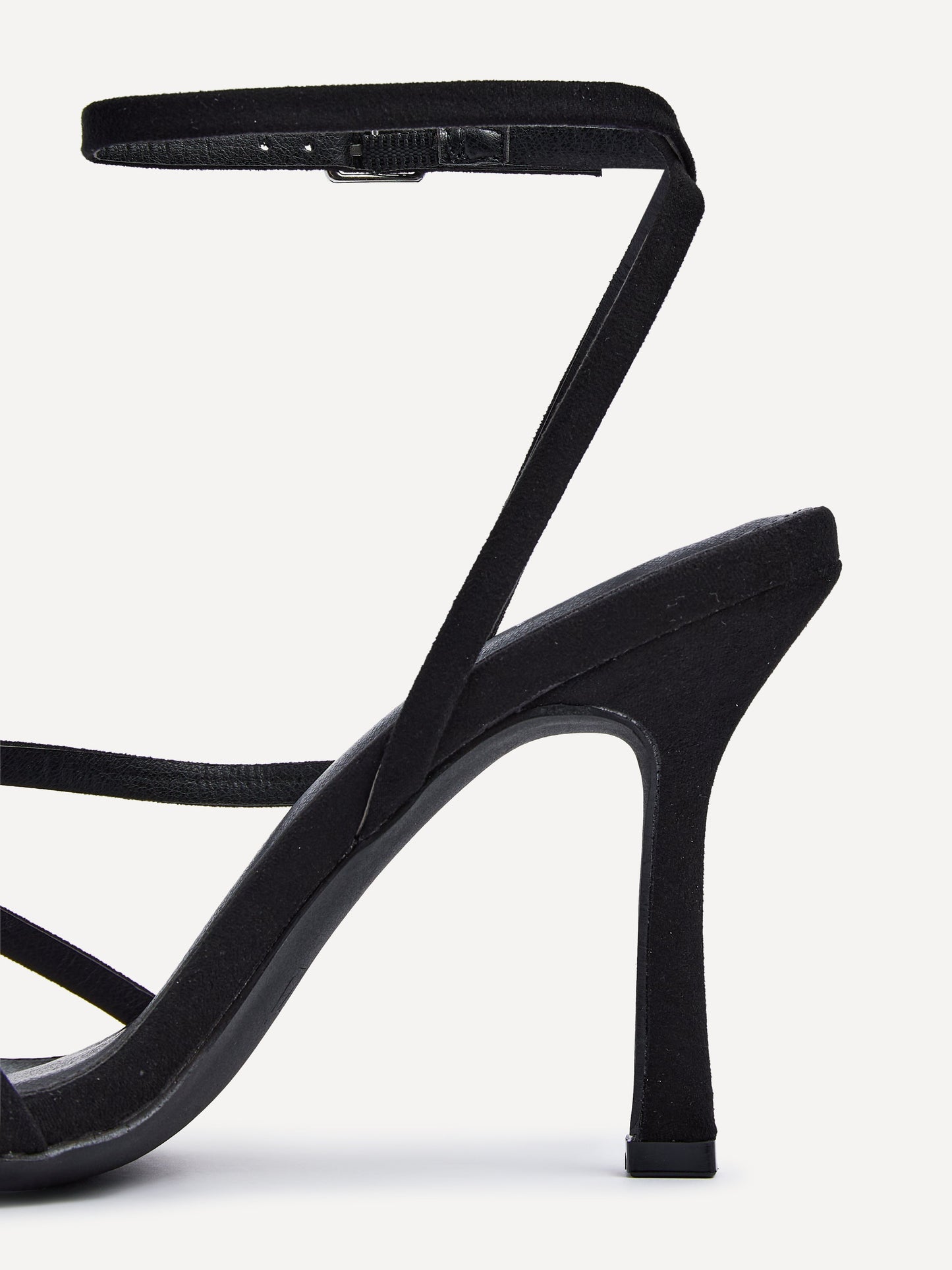 Scarlett Black Faux Suede Strappy Heels