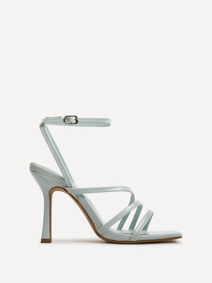 Scarlett Pale Blue Faux Leather Strappy Heels