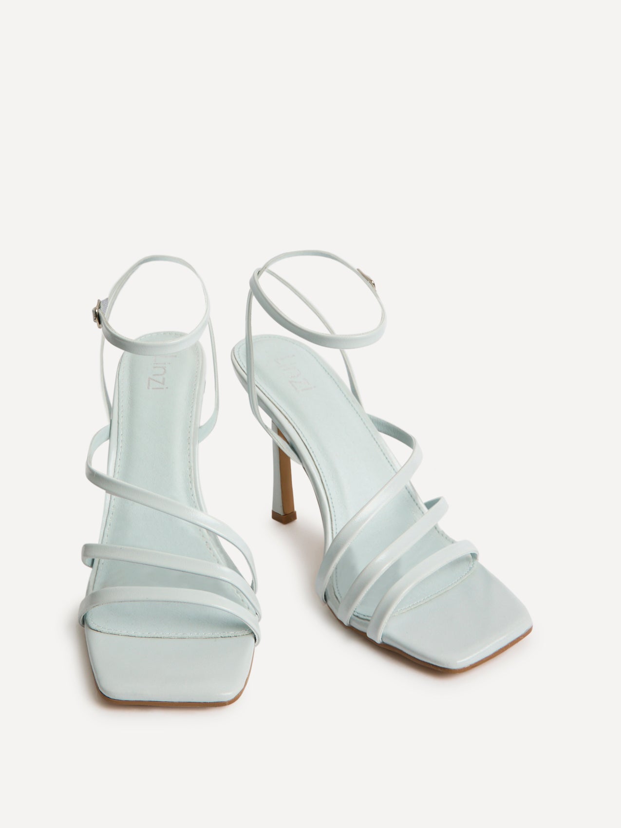 Scarlett Pale Blue Faux Leather Strappy Heels