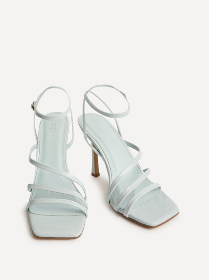 Scarlett Pale Blue Faux Leather Strappy Heels