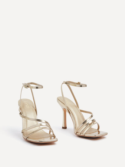 Scarlett Gold Faux Leather Strappy Heels