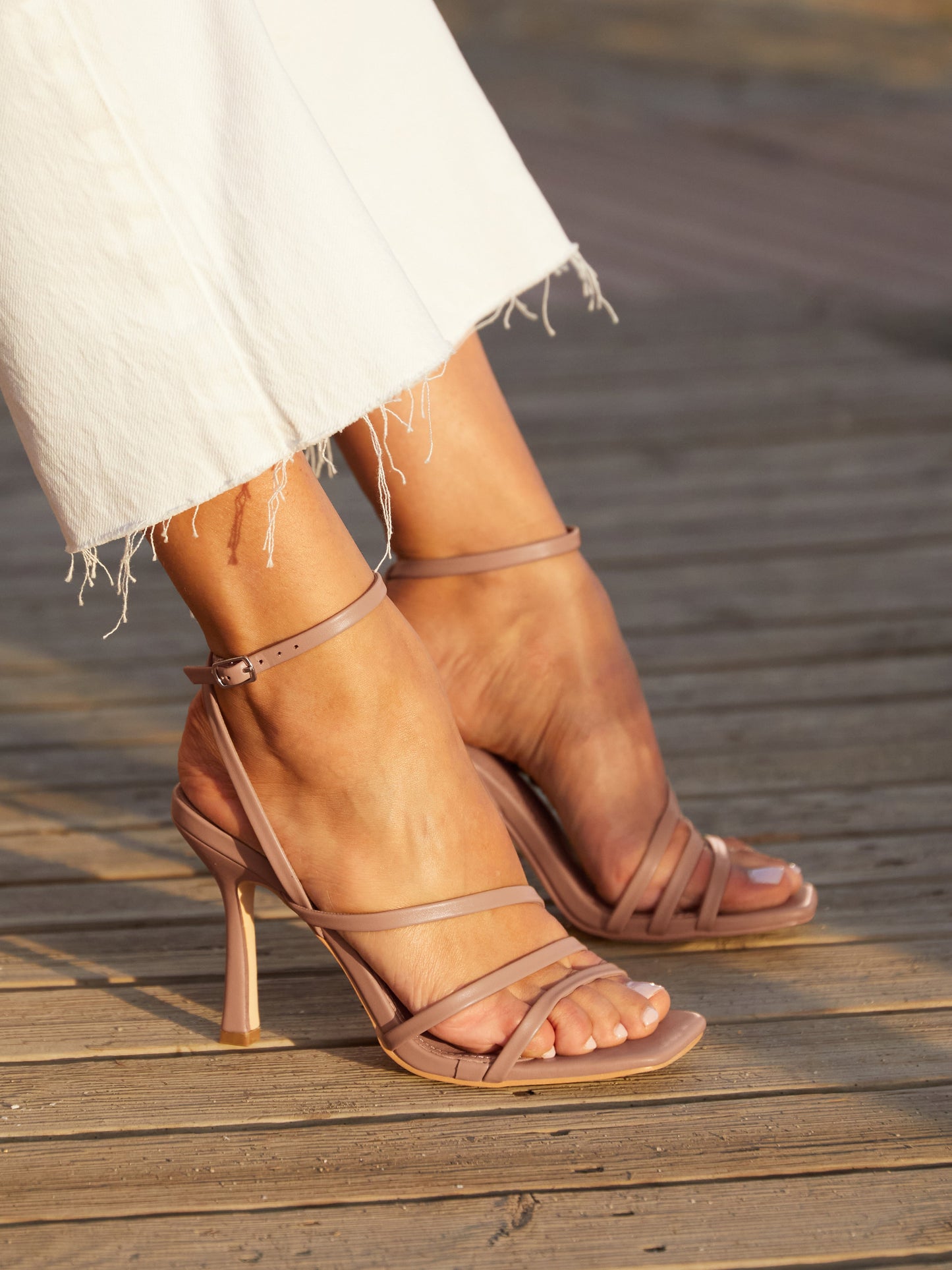Scarlett Mocha Faux Leather Strappy Heels