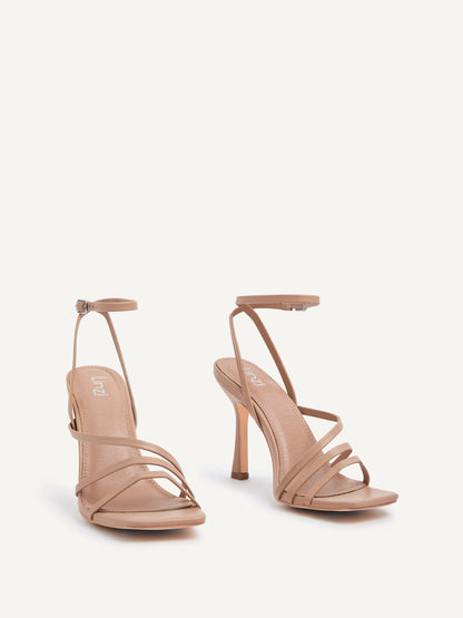 Scarlett Mocha Faux Leather Strappy Heels