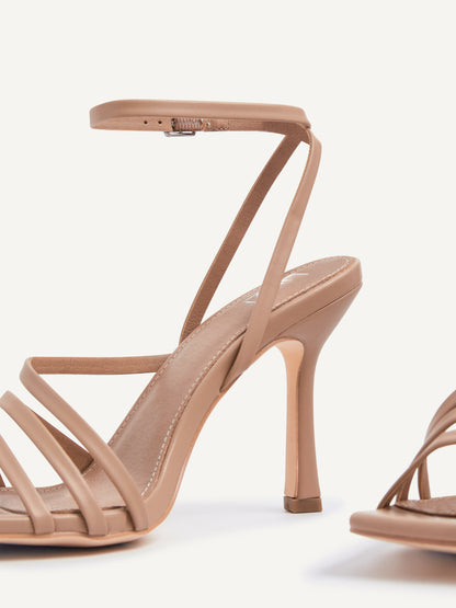 Scarlett Mocha Faux Leather Strappy Heels