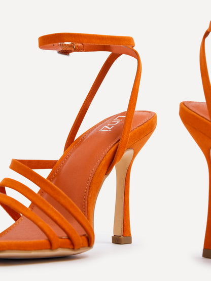 Scarlett Orange Faux Suede Strappy Heels