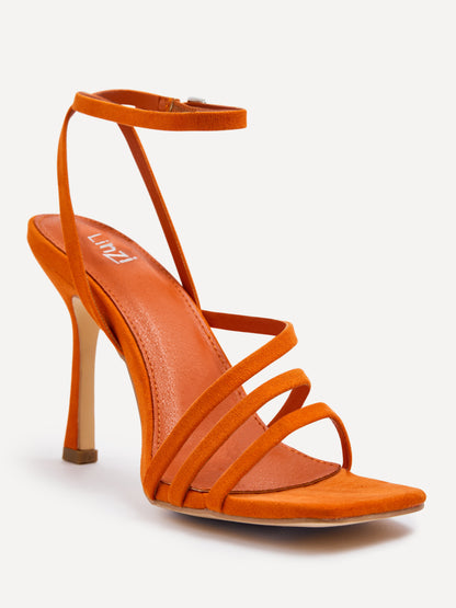 Scarlett Orange Faux Suede Strappy Heels