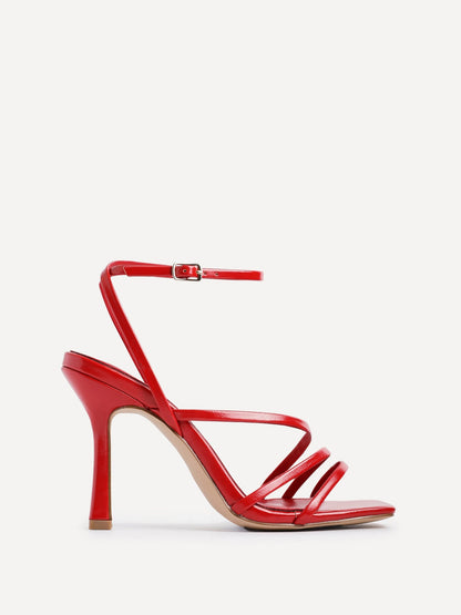 Scarlett Red Faux Leather Strappy Heels